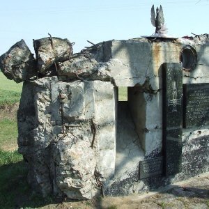 Memorial site at the ruin of one of the bunkers