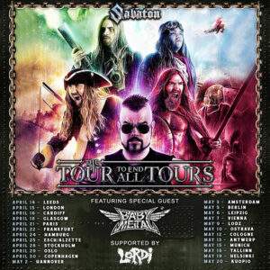 Sabaton EU tour 2023. Special Guests - BABYMETAL - Support by Lordi