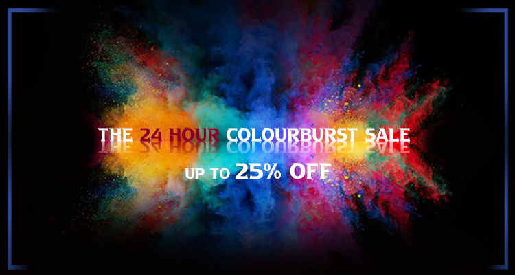 The Colourburst Sale: Up to 25% off all coloured garments for 24 hours!