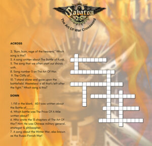 Can you solve Sabaton's "The Art Of War" crossword puzzle?